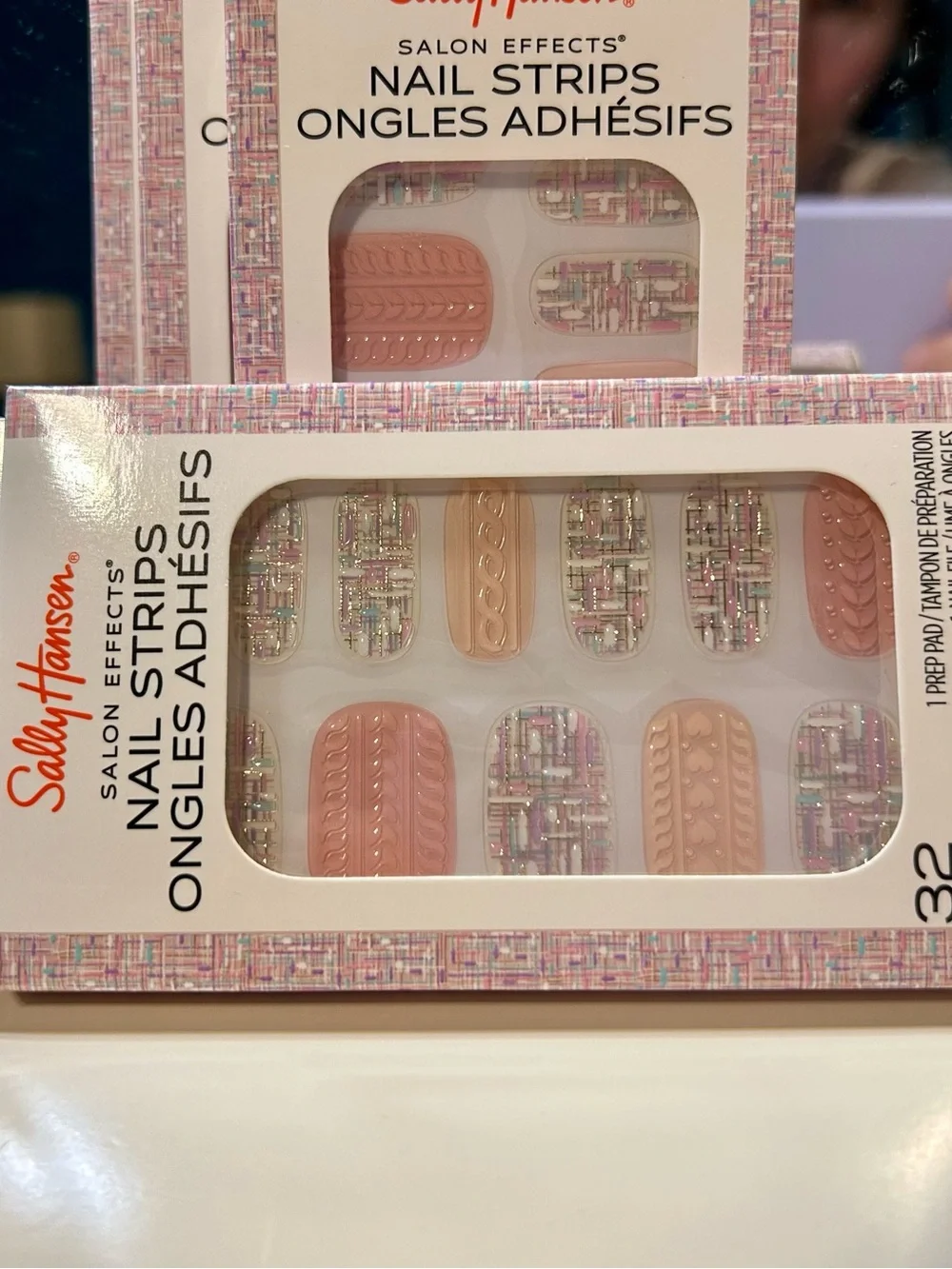 Sally Hansen Pink & Cream Cozy Knit Nail Strips - 32 Count